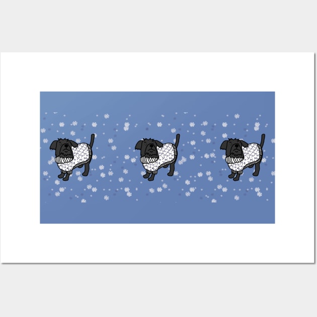 Trio of Christmas Winter Sweater Dogs Wall Art by ellenhenryart